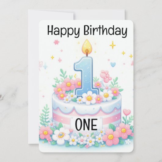 Cartes Pour Fêtes Annuelles Joyeux premier anniversaire (Devant)