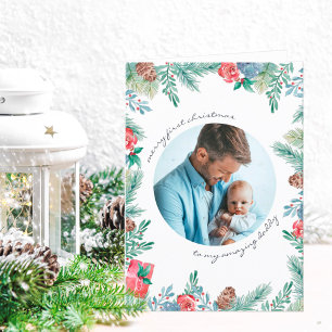 Cartes Pour Fêtes Annuelles Joyeux Premier Noël Cônes de Pin Bébé Photo