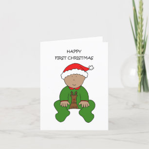 Cartes Pour Fêtes Annuelles Joyeux premier Noël pour bébé asiatique