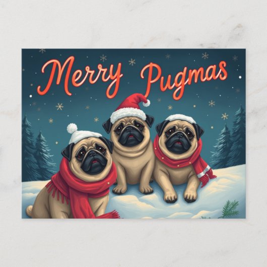 Cartes Pour Fêtes Annuelles Joyeux Pugmas (Devant)