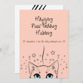 Cartes Pour Fêtes Annuelles Joyeux Purr-thday ( Anniversaire ) Salutations pou (Devant / Derrière)