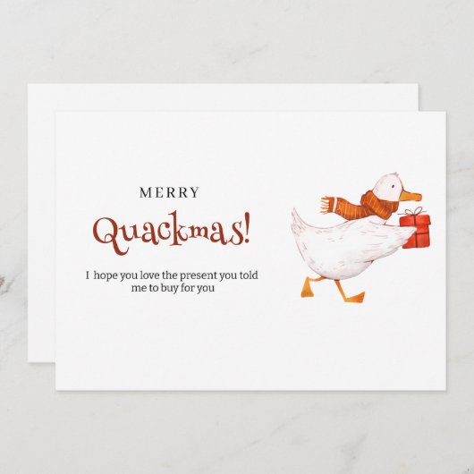 Cartes Pour Fêtes Annuelles Joyeux Quackmas ! Drôle Duck Christmas Card, minim (Devant / Derrière)