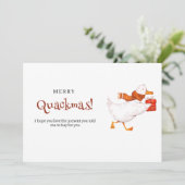 Cartes Pour Fêtes Annuelles Joyeux Quackmas ! Drôle Duck Christmas Card, minim (Debout devant)