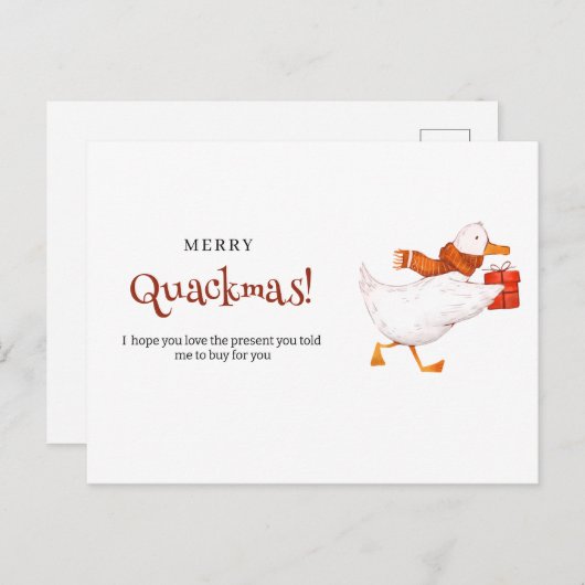 Cartes Pour Fêtes Annuelles Joyeux Quackmas ! Drôle Duck Christmas Card, minim (Devant / Derrière)