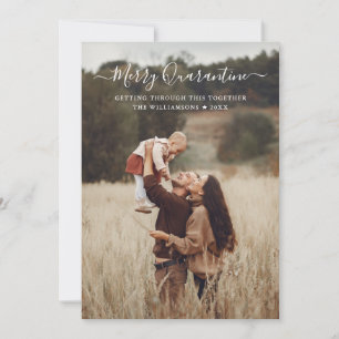 Cartes Pour Fêtes Annuelles Joyeux Quarantaine Noël Fun Script Famille Photo