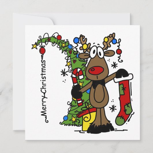 Cartes Pour Fêtes Annuelles Joyeux rennes de Noël (Devant)