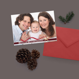Cartes Pour Fêtes Annuelles Joyeux rennes de Noël & bloc texte avec photo