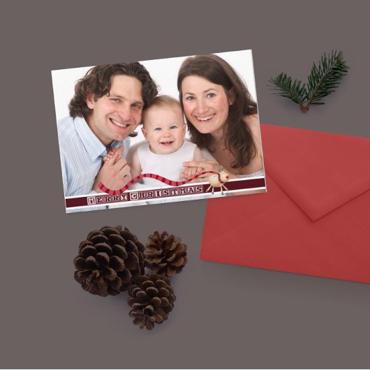 Cartes Pour Fêtes Annuelles Joyeux rennes de Noël & bloc texte avec photo