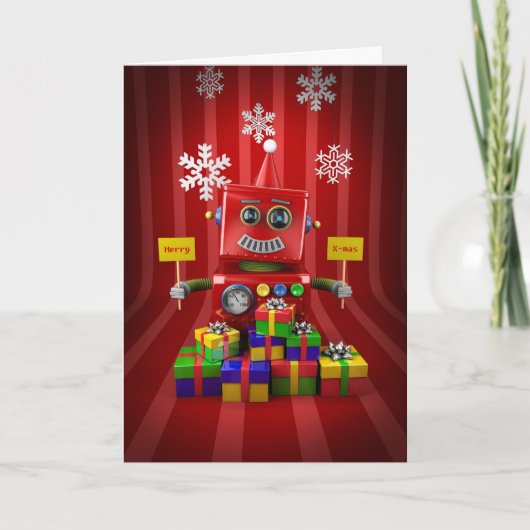Cartes Pour Fêtes Annuelles Joyeux Robot de Noël (Devant)