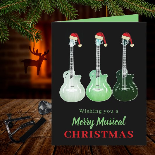 Cartes Pour Fêtes Annuelles Joyeux Rock Musical et Roll Guitare de Noël