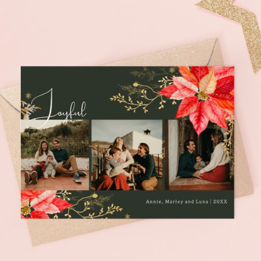 Cartes Pour Fêtes Annuelles Joyeux rose d'hiver Trois vacances de Noël