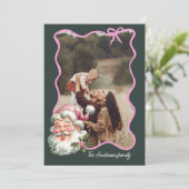 Cartes Pour Fêtes Annuelles Joyeux rose Noël Père Noël retro Photo (Debout devant)