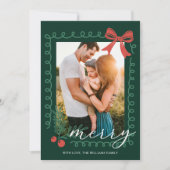 Cartes Pour Fêtes Annuelles Joyeux Rouge et Vert Dessiné à la Main (Devant)