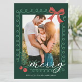 Cartes Pour Fêtes Annuelles Joyeux Rouge et Vert Dessiné à la Main