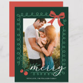 Cartes Pour Fêtes Annuelles Joyeux Rouge et Vert Dessiné à la Main