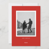 Cartes Pour Fêtes Annuelles Joyeux Rouge Retro Script photo de Noël (Dos)