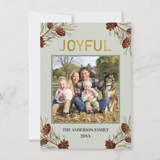 Cartes Pour Fêtes Annuelles Joyeux Rustic Green Photo Noël (Devant)