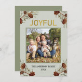 Cartes Pour Fêtes Annuelles Joyeux Rustic Green Photo Noël (Devant / Derrière)