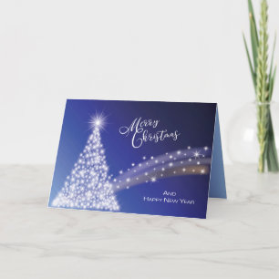 Cartes Pour Fêtes Annuelles Joyeux sapin de Noël avec des étoiles Snowflakes