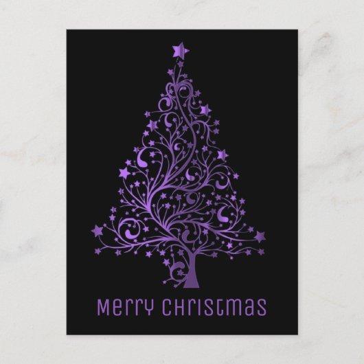 Cartes Pour Fêtes Annuelles Joyeux sapin de Noël noir pourpre apparence métall (Devant)