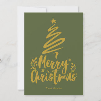 Cartes Pour Fêtes Annuelles Joyeux sapin de Noël Olive Green Christmas Card