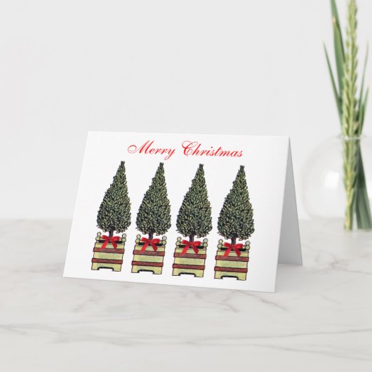 Cartes Pour Fêtes Annuelles Joyeux sapin de Noël Topiary Classique Simple Pers (Devant)