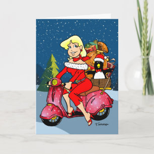 Cartes Pour Fêtes Annuelles Joyeux Scooter de Noël