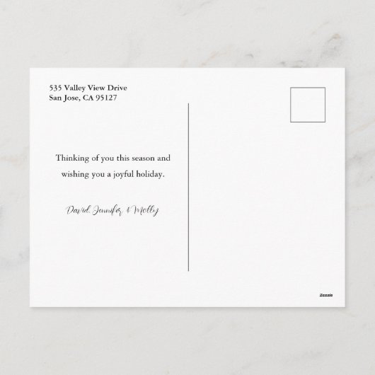 Cartes Pour Fêtes Annuelles Joyeux Script avec Snowy Brushstroke 2 photo (Dos)