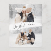 Cartes Pour Fêtes Annuelles Joyeux Script avec Snowy Brushstroke 2 photo (Devant)
