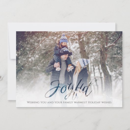 Cartes Pour Fêtes Annuelles Joyeux Script Blue White Snowflake 4 Photo (Devant)