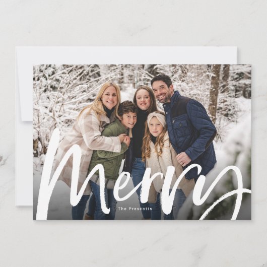 Cartes Pour Fêtes Annuelles Joyeux script de brosse photo en gras Noël (Devant)