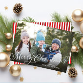 Cartes Pour Fêtes Annuelles Joyeux script de calligraphie de Noël Rouge rayé