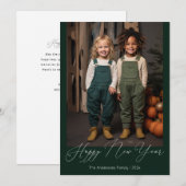 Cartes Pour Fêtes Annuelles Joyeux script de l'année nouvelle photo (Devant / Derrière)