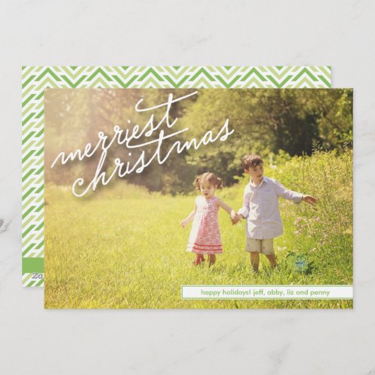 Cartes Pour Fêtes Annuelles Joyeux script de Noël (Devant / Derrière)