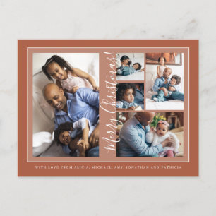 Cartes Pour Fêtes Annuelles Joyeux script de Noël 5 photo collage terre cuite