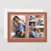 Cartes Pour Fêtes Annuelles Joyeux script de Noël 5 photo collage terre cuite (Devant / Derrière)