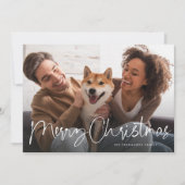 Cartes Pour Fêtes Annuelles Joyeux script de Noël amusant simple une photo (Devant)