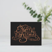 Cartes Pour Fêtes Annuelles Joyeux script de Noël en cuivre (Debout devant)