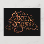 Cartes Pour Fêtes Annuelles Joyeux script de Noël en cuivre (Devant)