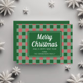 Cartes Pour Fêtes Annuelles Joyeux script de Noël Festive Green Plaid