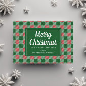 Cartes Pour Fêtes Annuelles Joyeux script de Noël Festive Green Plaid
