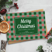 Cartes Pour Fêtes Annuelles Joyeux script de Noël Festive Green Plaid
