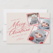 Cartes Pour Fêtes Annuelles Joyeux script de Noël intitulé Multi-Photo Blush (Devant)