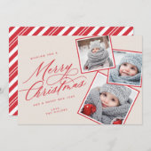 Cartes Pour Fêtes Annuelles Joyeux script de Noël intitulé Multi-Photo Blush (Devant / Derrière)