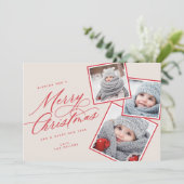 Cartes Pour Fêtes Annuelles Joyeux script de Noël intitulé Multi-Photo Blush (Debout devant)
