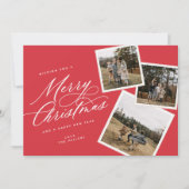 Cartes Pour Fêtes Annuelles Joyeux script de Noël intitulé Multi-Photo RED (Devant)