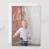 Cartes Pour Fêtes Annuelles Joyeux script de Noël manuscrit et photo complète (Devant)