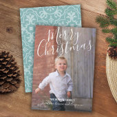 Cartes Pour Fêtes Annuelles Joyeux script de Noël manuscrit et photo complète