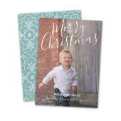 Cartes Pour Fêtes Annuelles Joyeux script de Noël manuscrit et photo complète