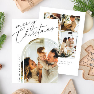 Cartes Pour Fêtes Annuelles Joyeux script de Noël minimaliste Cinq photos